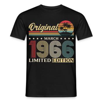 Cadeau pour le 60e anniversaire Mari Femme Mars 1966 - T-shirt homme - noir - Devant - AI Model Male 178 light (178cm)