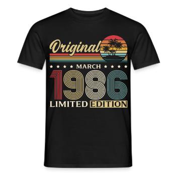 Cadeau pour 40 ans Mari Femme Mars 1986 - T-shirt homme - noir - Devant - AI Model Male 178 light (178cm)