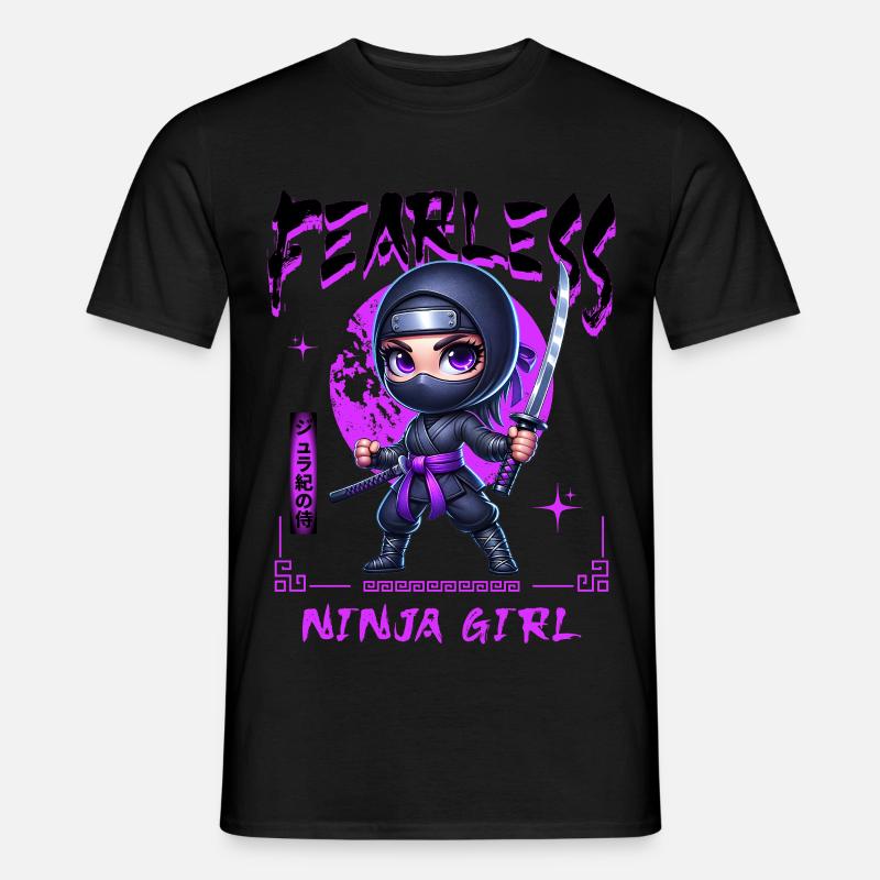 Ninja Mädchen Chibi mit Katana - Männer T-Shirt - Schwarz