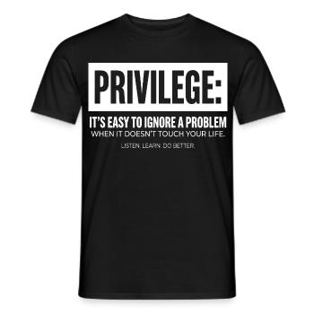 Déclaration de privilège Typographie Motif du texte - T-shirt homme - noir - Devant - AI Model Male 178 light (178cm)