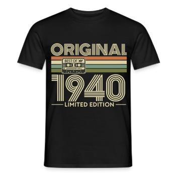 Original 1940 Retro Cassette Limited - Men's T-Shirt - black - Front - AI Model Male 178 light (178cm)