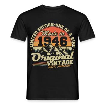 Original 1946 Vintage jahrgang GeburtstagGeschenk - Männer T-Shirt - Schwarz - Vorne - AI Model Male 178 light (178cm)