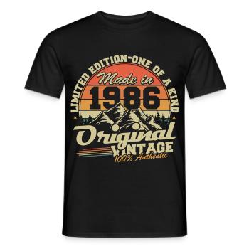 Original 1986 Vintage jahrgang GeburtstagGeschenk - Männer T-Shirt - Schwarz - Vorne - AI Model Male 178 light (178cm)