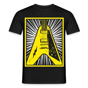 E-Gitarren-Silhouette - Männer T-Shirt - Schwarz - Vorne - AI Model Male 178 light (178cm)