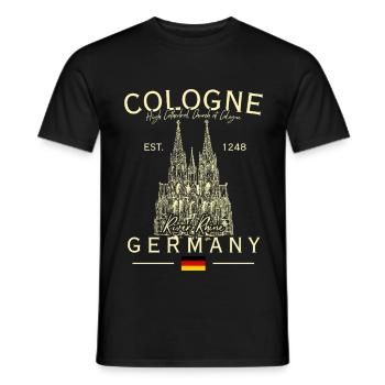 Cologne, Allemagne, Souvenir de la cathédrale du Dom de Cologne - T-shirt homme - noir - Devant - AI Model Male 178 light (178cm)