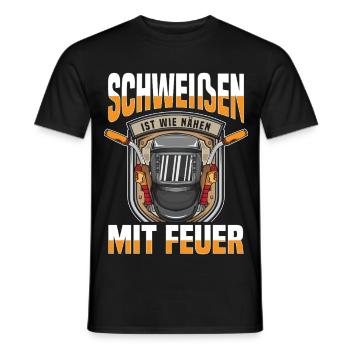 Welder with fire - Men's T-Shirt - black - Front - AI Model Male 178 light (178cm)