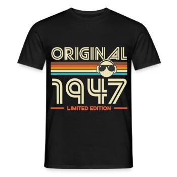 Original 1947 Vintage Retro Tee - T-shirt homme - noir - Devant - AI Model Male 178 light (178cm)