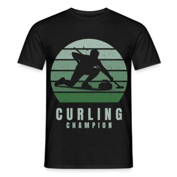Curling Champion Retro Vintage Winter Sports - Men's T-Shirt - black - Front - AI Model Male 178 light (178cm)