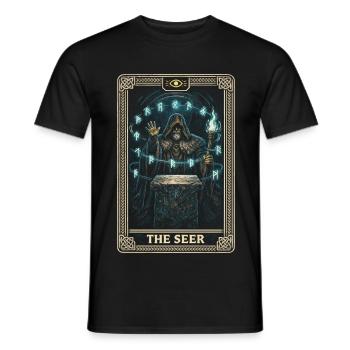 Skandinavisch Wikinger The Seer Tarot Card - Männer T-Shirt - Schwarz - Vorne - AI Model Male 178 light (178cm)