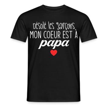 Mon cœur est à papa, désolé les garçons - T-shirt homme - noir - Devant - AI Model Male 178 light (178cm)