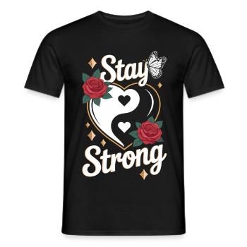 Chemise Stay Strong – Cœur Yin Yang - T-shirt homme - noir - Devant - AI Model Male 178 light (178cm)