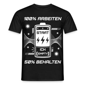 100 % Arbeiten 50 % Behalten - Männer T-Shirt - Schwarz - Vorne - AI Model Male 178 light (178cm)