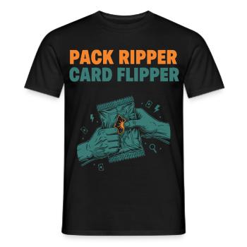 Pack Ripper Card Flipper Trading Card Collector - Men's T-Shirt - black - Front - AI Model Male 178 light (178cm)