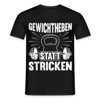 GEWICHTHEBEN STATT STRICKEN Lustiges - Männer T-Shirt - Schwarz - Vorne - AI Model Male 178 light (178cm)