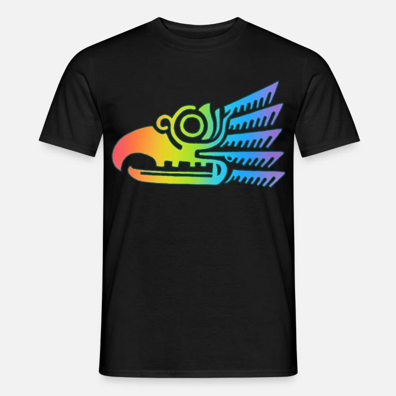 Mehrfarbiger Stammesvogelkopf - Männer T-Shirt - Schwarz