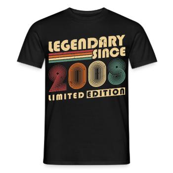 Légendaire depuis 2008 Anniversaire vintage - T-shirt homme - noir - Devant - AI Model Male 178 light (178cm)
