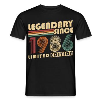 Légendaire depuis 1986 Anniversaire vintage - T-shirt homme - noir - Devant - AI Model Male 178 light (178cm)