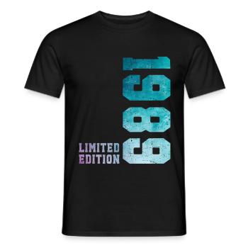 1989 Édition Limitée 37 ans anniversaire - T-shirt homme - noir - Devant - AI Model Male 178 light (178cm)