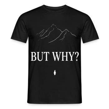 BUT WHY? Penguin Mountains Line Art - Men's T-Shirt - black - Front - AI Model Male 178 light (178cm)