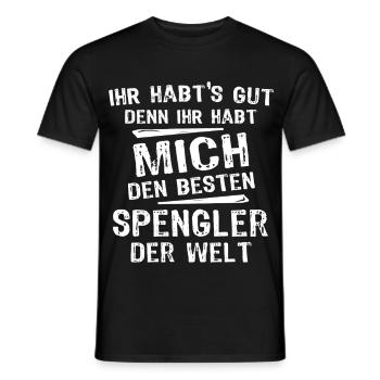 Spengler - Männer T-Shirt - Schwarz - Vorne - AI Model Male 178 light (178cm)