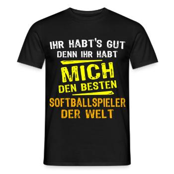 Softball Player Gift - Men's T-Shirt - black - Front - AI Model Male 178 light (178cm)