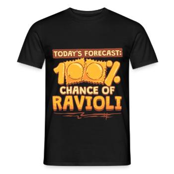 Todays Forecast 100% Chance Of Ravioli - Men's T-Shirt - black - Front - AI Model Male 178 light (178cm)