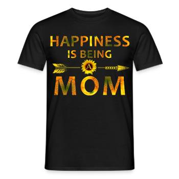 Le bonheur, c’est être maman – Fête des mères tournesol - T-shirt homme - noir - Devant - AI Model Male 178 light (178cm)