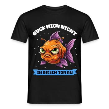 Ne me regarde pas sur ce ton – poisson rouge - T-shirt homme - noir - Devant - AI Model Male 178 light (178cm)