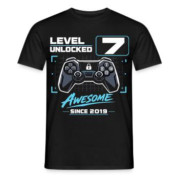 Level 7 Unlocked Gaming Geschenk Jungen - Männer T-Shirt - Schwarz - Vorne - AI Model Male 178 light (178cm)