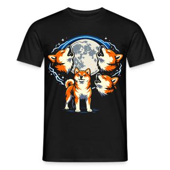 Shiba Inu Lune hurlante Trois chiens drôles - T-shirt homme - noir - Devant - AI Model Male 178 light (178cm)