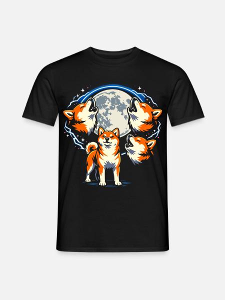 Shiba Inu Howling Moon Lustig Drei Hunde - Männer T-Shirt - Schwarz