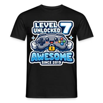Level 7 Unlocked Awesome 2019 Geburtstag - Männer T-Shirt - Schwarz - Vorne - AI Model Male 178 light (178cm)
