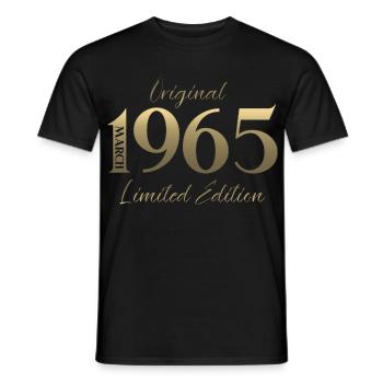 61st Birthday Gift Husband Wife March 1965 - Men's T-Shirt - black - Front - AI Model Male 178 light (178cm)