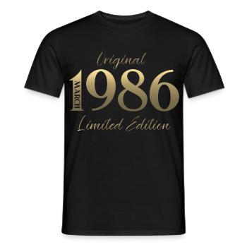 Cadeau pour 40 ans Mari Femme Mars 1986 - T-shirt homme - noir - Devant - AI Model Male 178 light (178cm)