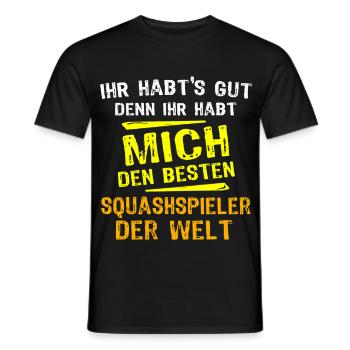 Squashspieler Geschenk - Männer T-Shirt - Schwarz - Vorne - AI Model Male 178 light (178cm)