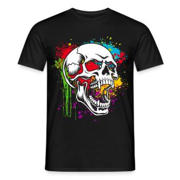Totenkopf Skull auf bunten Flecken - Männer T-Shirt - Schwarz - Vorne - AI Model Male 178 light (178cm)