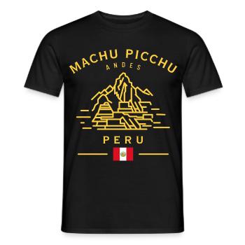 Machu Picchu Line Art Peru Design - Men's T-Shirt - black - Front - AI Model Male 178 light (178cm)