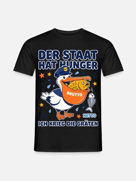 Der Staat Hat Hunger Pelikan - Männer T-Shirt - Schwarz