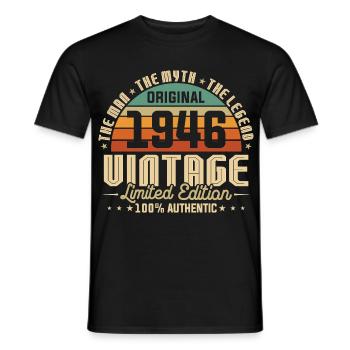 1980's Original Vintage Birthday Gift - Men's T-Shirt - black - Front - AI Model Male 178 light (178cm)