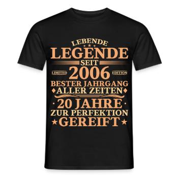2006 Vintage Born 20 Years Birthday - Men's T-Shirt - black - Front - AI Model Male 178 light (178cm)