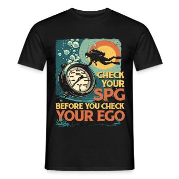 Plongeurs Plongée Plongée Vérifiez votre SPG - T-shirt homme - noir - Devant - AI Model Male 178 light (178cm)