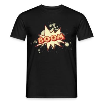 Boom! – Retro Comic Cartoon im Halftone Stil - Männer T-Shirt - Schwarz - Vorne - AI Model Male 178 light (178cm)