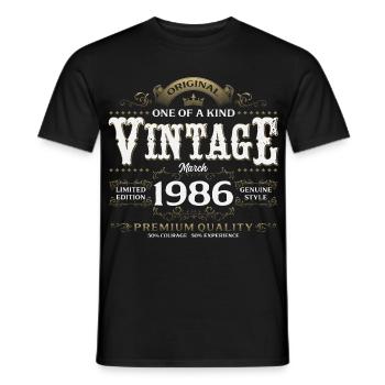 Cadeau de 40e anniversaire Mari Vintage mars 1986 - T-shirt homme - noir - Devant - AI Model Male 178 light (178cm)