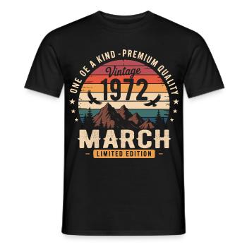 März 1972 54. Jubiläumsgeschenk März 1972 - Männer T-Shirt - Schwarz - Vorne - AI Model Male 178 light (178cm)
