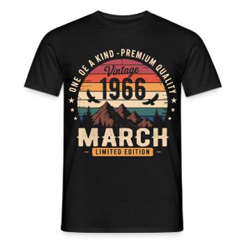 Mars 1966 Cadeau 60eme Anniversaire March 1966 - T-shirt homme - noir - Devant - AI Model Male 178 light (178cm)