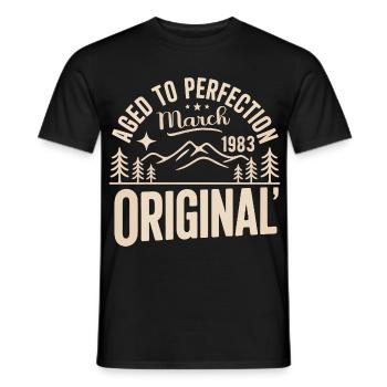March 1983 – Legend of the Peaks and Mountains - Men's T-Shirt - black - Front - AI Model Male 178 light (178cm)