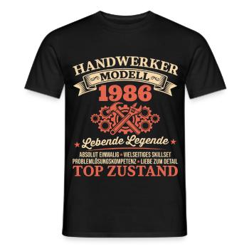40. Geburtstag Handwerker Vintage 1986 Jahrgang - Männer T-Shirt - Schwarz - Vorne - AI Model Male 178 light (178cm)