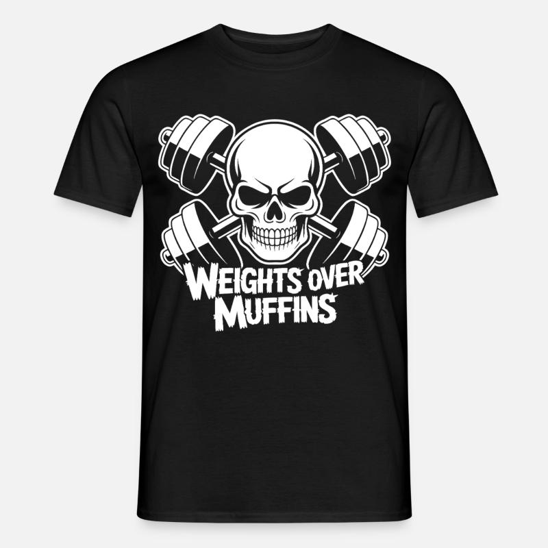 Gewichte über Muffins Schädel - Männer T-Shirt - Schwarz