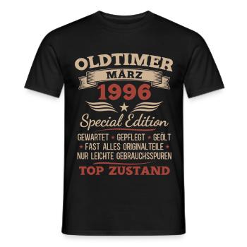 30. Geburtstag Geschenk Mann Oldtimer März 1996 - Männer T-Shirt - Schwarz - Vorne - AI Model Male 178 light (178cm)