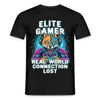 Gamer funny elite video games gaming geek console - Men's T-Shirt - black - Front - AI Model Male 178 light (178cm)